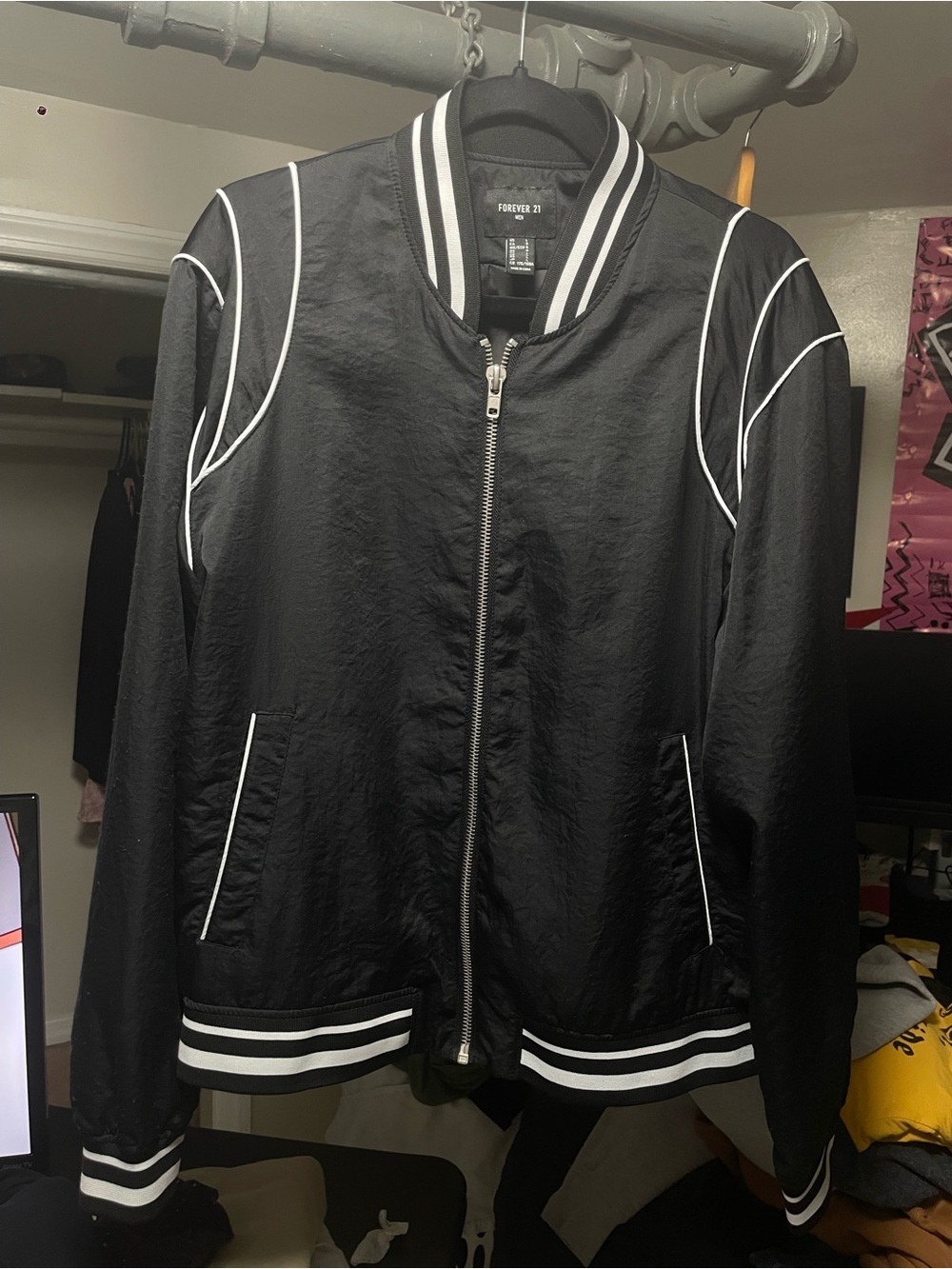Forever 21 Black Bomber Jacket Men US L